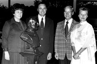Don Ingle, Dorris Ingle, Betty Rice, and David L. Rice with bust of David L. Rice