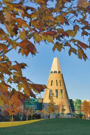 2014 University Center with fall leaves
